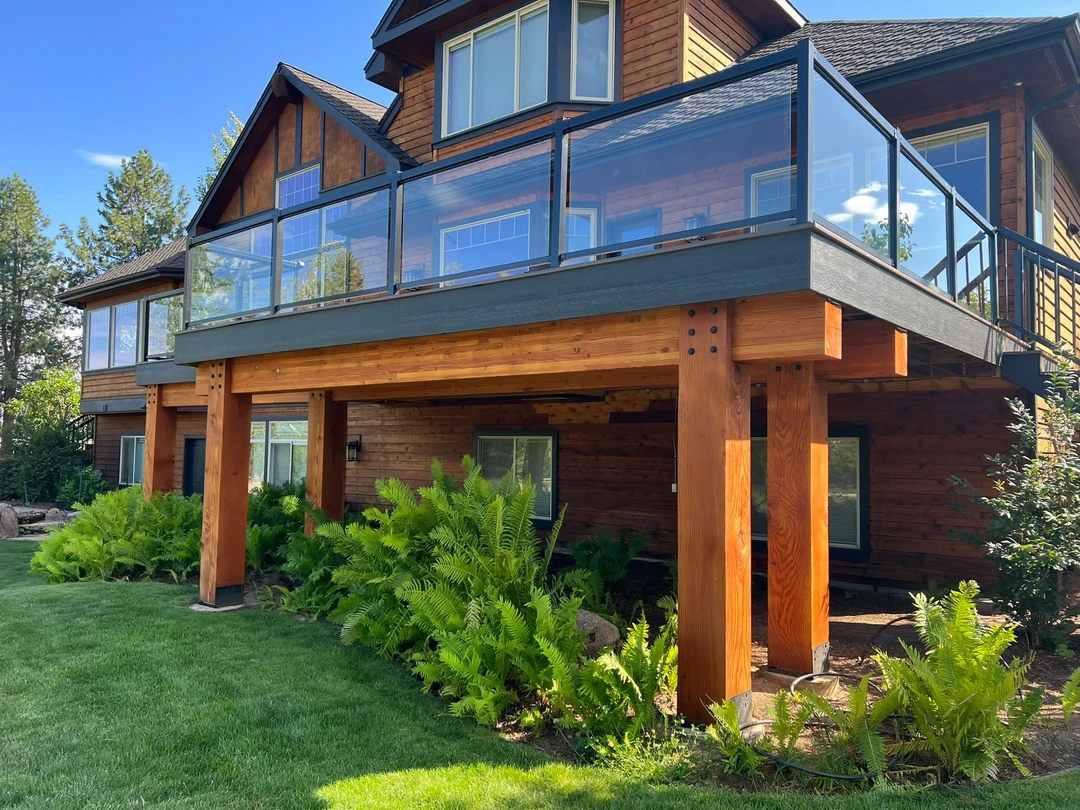 Deck with glass railing.