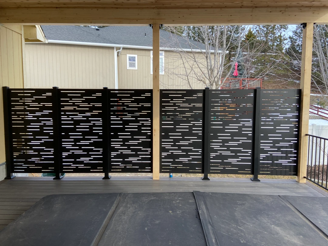 Deck with dashed privacy walls.